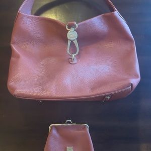 Dooney & Bourke Pebble Large Leather Logo Lock Sac Shoulder Bag and Coin Purse